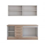 Bucatarie Alfa cu vitrina, 180x210x60 cm, sonoma - imagine 3
