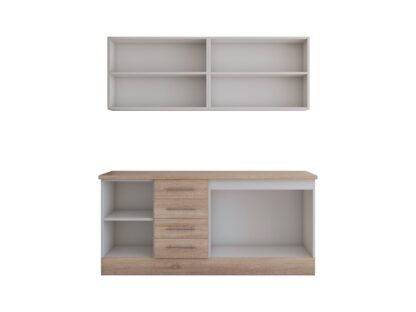 Bucatarie Alfa cu vitrina, 180x210x60 cm, sonoma - imagine 3