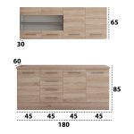 Bucatarie Alfa cu vitrina, 180x210x60 cm, sonoma - imagine 4