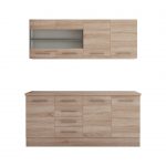 Bucatarie Alfa cu vitrina, 180x210x60 cm, sonoma - imagine 2