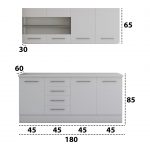 Bucatarie Alfa cu vitrina, 180x210x60 cm, alb - imagine 4