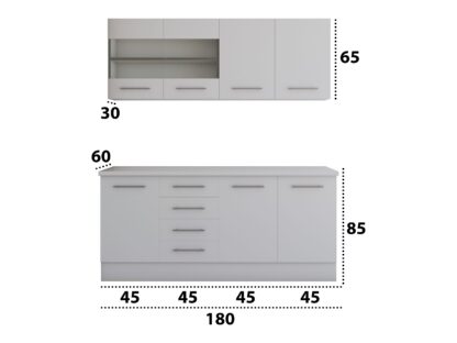 Bucatarie Alfa cu vitrina, 180x210x60 cm, alb - imagine 4