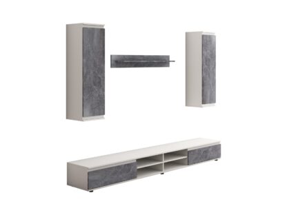 Biblioteca Luisa 220 cm, culoare alb/gri - imagine 2