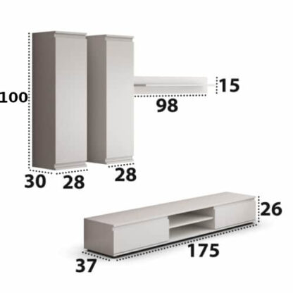 Biblioteca Luisa, Alb,175 cm - imagine 4