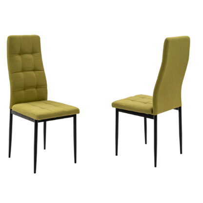 Scaun dining S-119, Verde, Stofa, Metal cromat - imagine 3