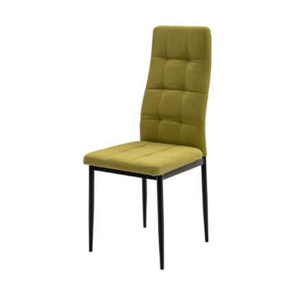 Scaun dining S-119, Verde, Stofa, Metal cromat - imagine 2