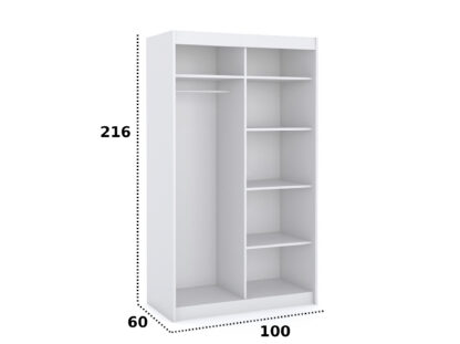 Dressing Octav, Alb, 100x216x60 cm, Usi culisante - imagine 3