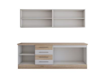 Bucatarie Alfa cu vitrina, 180x210x60 cm, alb/sonoma - imagine 4