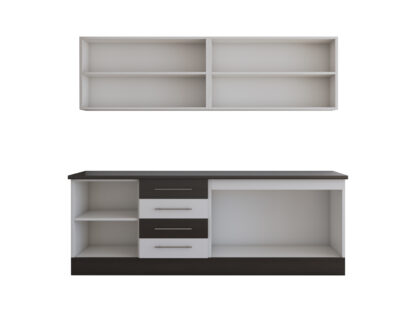 Bucatarie Alfa cu vitrina, 180x210x60 cm, alb/wenge - imagine 4