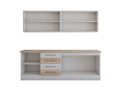 Bucatarie Alfa cu vitrina, 180x210x60 cm, sonoma/alb - imagine 4