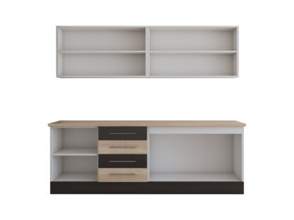 Bucatarie Alfa cu vitrina, 180x210x60 cm, sonoma/wenge - imagine 2