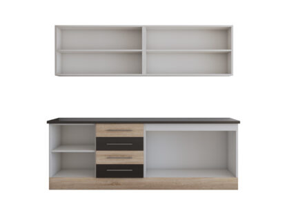 Bucatarie Alfa cu vitrina, 180x210x60 cm, wenge/sonoma - imagine 4
