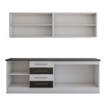 Bucatarie Alfa cu vitrina, 180x210x60 cm, wenge/alb - imagine 4