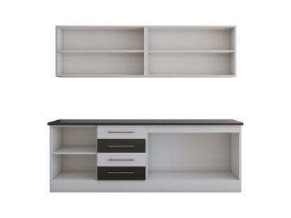 Bucatarie Alfa cu vitrina, 180x210x60 cm, wenge/alb - imagine 4