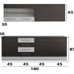 Bucatarie Alfa cu vitrina, 180x210x60 cm, wenge/alb - imagine 3