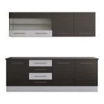 Bucatarie Alfa cu vitrina, 180x210x60 cm, wenge/alb - imagine 2