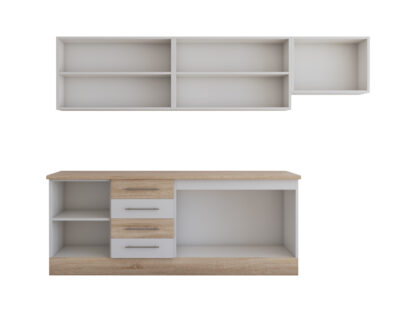 Bucatarie Alfa cu vitrina, 240x210x60 cm, alb/sonoma - imagine 4