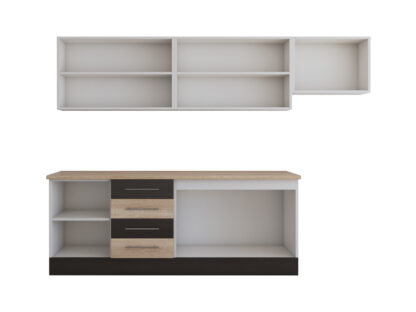 Bucatarie Alfa cu vitrina, 240x210x60 cm, sonoma/wenge - imagine 4
