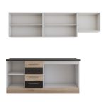 Bucatarie Alfa cu vitrina, 240x210x60 cm, wenge/sonoma - imagine 4