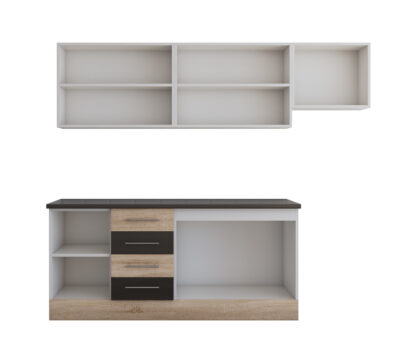 Bucatarie Alfa cu vitrina, 240x210x60 cm, wenge/sonoma - imagine 4