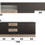 Bucatarie Alfa cu vitrina, 240x210x60 cm, wenge/sonoma - imagine 3