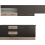 Bucatarie Alfa cu vitrina, 240x210x60 cm, wenge/sonoma - imagine 2