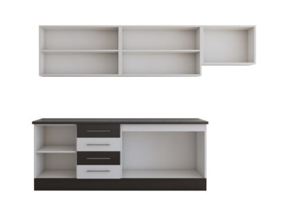 Bucatarie Alfa cu vitrina, 240x210x60 cm, alb/wenge - imagine 4
