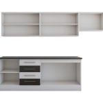 Bucatarie Alfa cu vitrina, 240x210x60 cm, wenge/alb - imagine 4