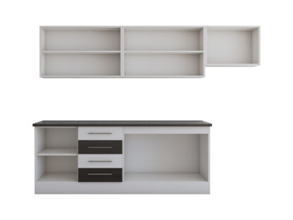 Bucatarie Alfa cu vitrina, 240x210x60 cm, wenge/alb - imagine 4
