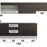 Bucatarie Alfa cu vitrina, 240x210x60 cm, wenge/alb - imagine 3