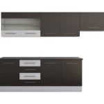 Bucatarie Alfa cu vitrina, 240x210x60 cm, wenge/alb - imagine 2
