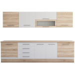 Bucatarie Alfa cu vitrina, 260x210x60 cm, alb/sonoma - imagine 5