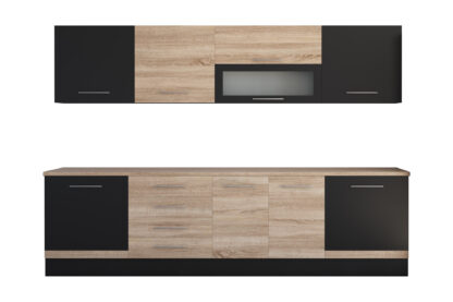 Bucatarie Alfa cu vitrina, 260x210x60 cm, sonoma/wenge - imagine 5