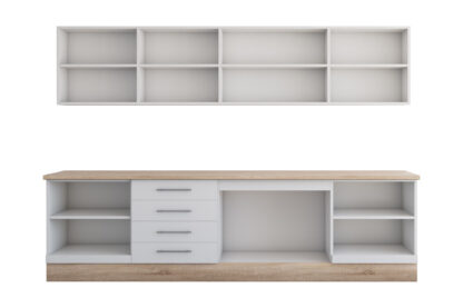 Bucatarie Alfa cu vitrina, 260x210x60 cm, alb/sonoma - imagine 6