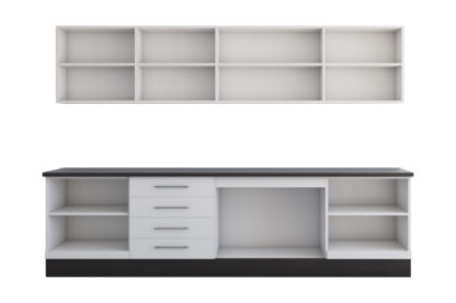Bucatarie Alfa cu vitrina, 260x210x60 cm, alb/wenge - imagine 6