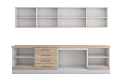 Bucatarie Alfa cu vitrina, 260x210x60 cm, sonoma/alb - imagine 6