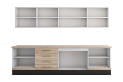 Bucatarie Alfa cu vitrina, 260x210x60 cm, sonoma/wenge - imagine 6