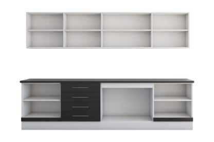 Bucatarie Alfa cu vitrina, 260x210x60 cm, wenge/alb - imagine 6