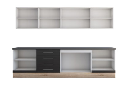 Bucatarie Alfa cu vitrina, 260x210x60 cm, wenge/sonoma - imagine 6