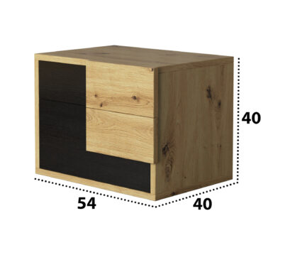 Noptiera Bali, culoare Sonoma/Negru, 40 CM - imagine 2