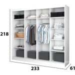 Dressing Ovidiu 38, alb, 233x218x61 cm, 2 usi culisante - imagine 3