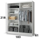 Dressing Ovidiu 31, 183x218x61 cm, culoare alb/negru - imagine 3