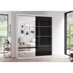 Dressing Ovidiu 31, 183x218x61 cm, culoare alb/negru