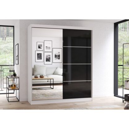 Dressing Ovidiu 31, 183x218x61 cm, culoare alb/negru
