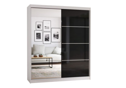 Dressing Ovidiu 31, 183x218x61 cm, culoare alb/negru - imagine 2