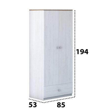Dulap Tineret Rares, culoare Ulm/Stejar, 85 CM - imagine 2