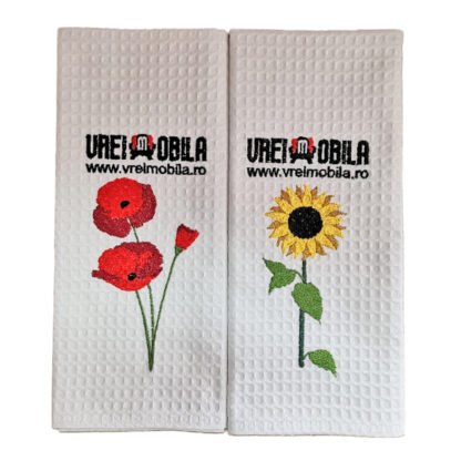 Set 2 prosoape bucatarie, model Zile de vara, 40x60 cm