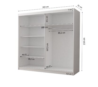 Dressing Ovidiu 31, 183x218x61 cm, culoare alb/negru - imagine 4