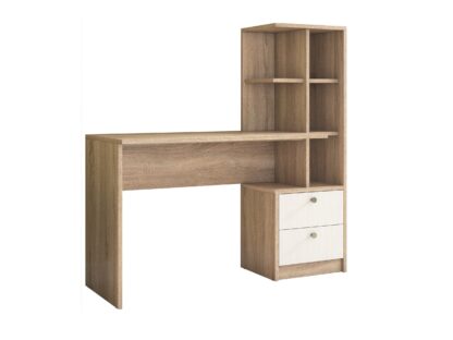 Birou Lima, sonoma/alb, 138x136x55 cm - imagine 4