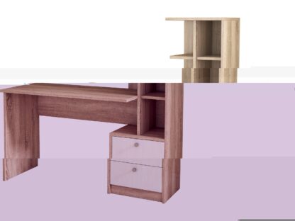 Birou Lima, sonoma/alb, 138x136x55 cm - imagine 2